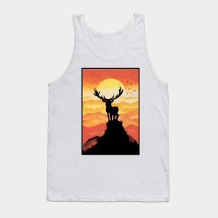 Deer in Beautiful Orange Sunset Tank Top